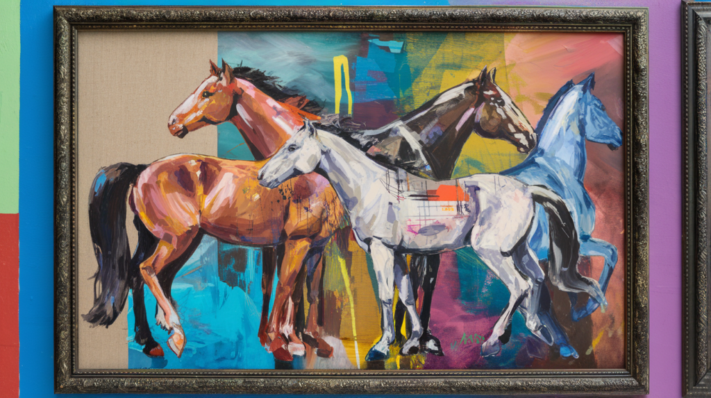 Mixed Media Artwork of Horses