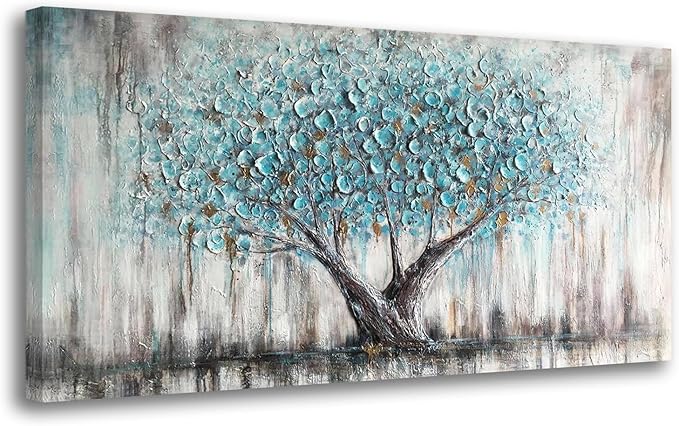 Arjun Tree Wall Art Teal Blue Nature Tree  40"x20"