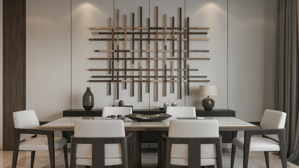 Modern Wooden Grid Art for the Dining Room