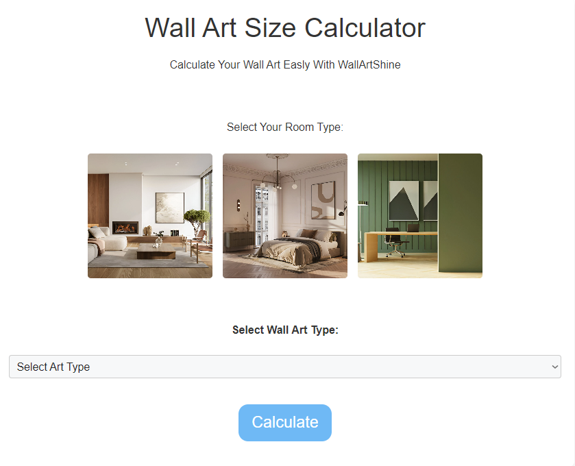 wallartshine wall art size calculator tool